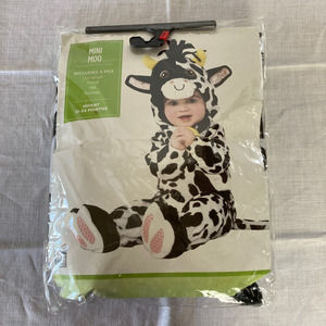 Baby Cow Costume Halloween MINI MOO Infant Size 12-24 Mo MISSING TAIL BOOTIES